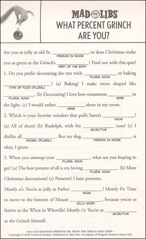 Grinch Mad Libs Penguin Young Readers 9781524788711