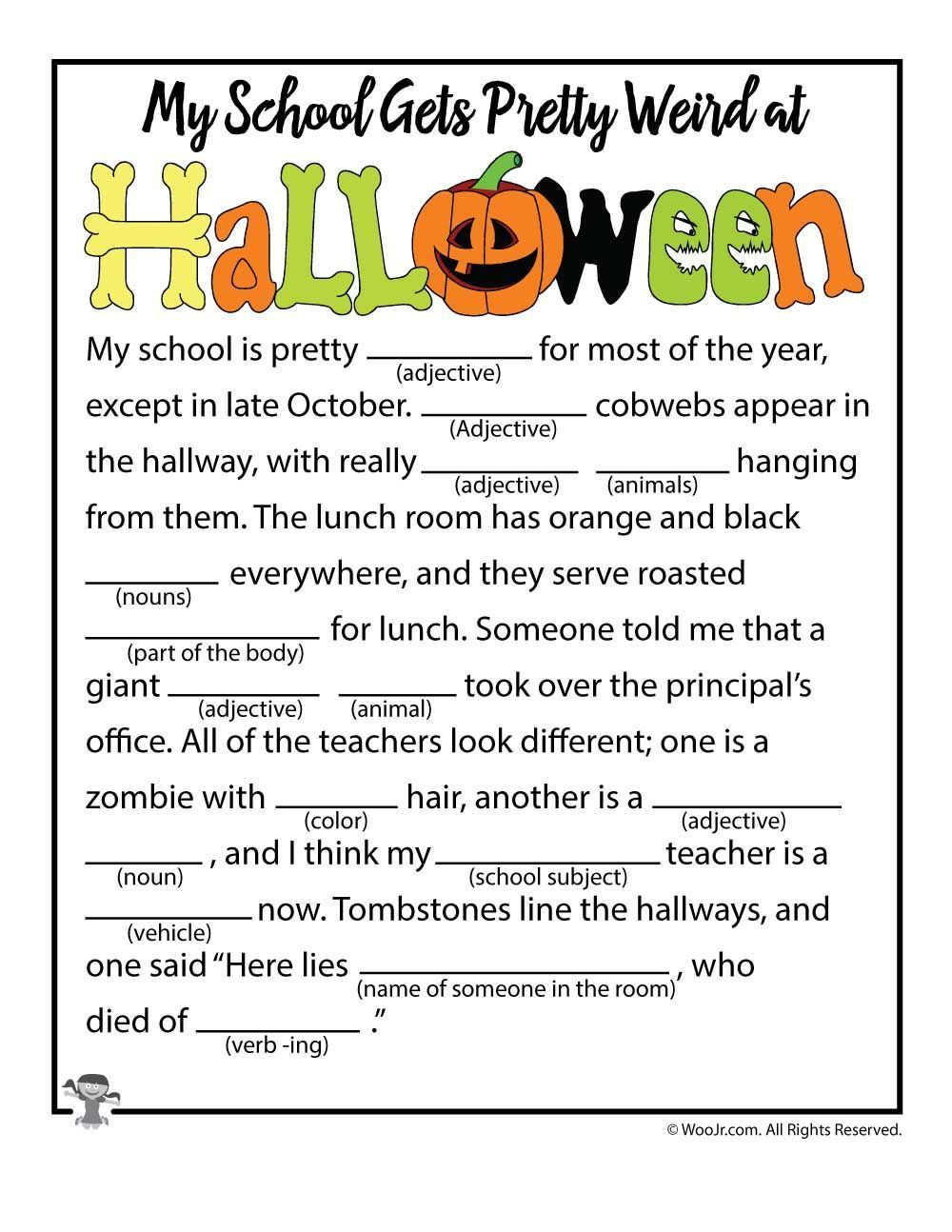 Halloween Mad Libs Printable Pdf Printable World Holiday