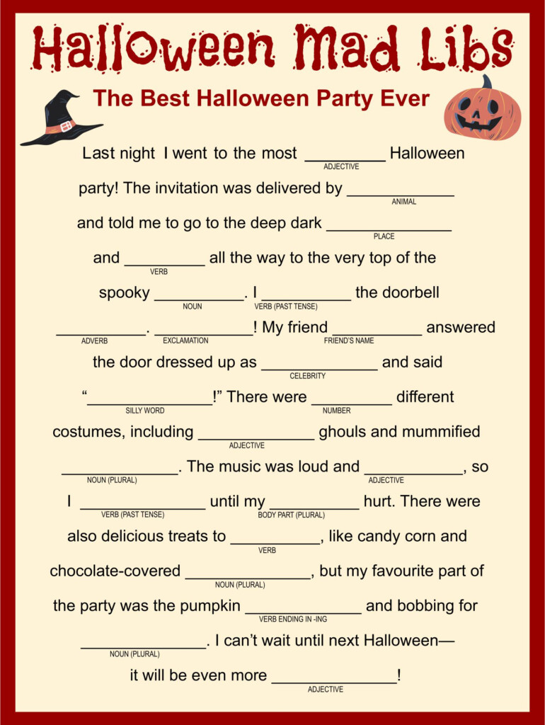 Halloween Mad Libs Printable Printable Word Searches