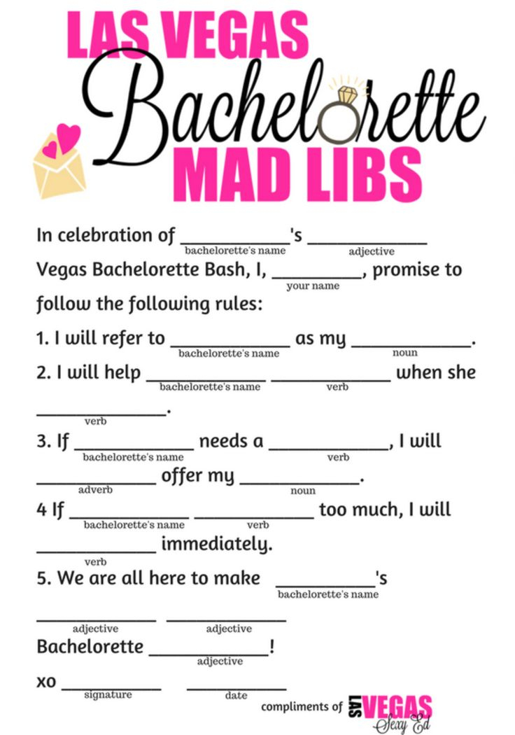 LAS VEGAS BACHELORETTE MAD LIBS Vegas Bachelorette Las Vegas 