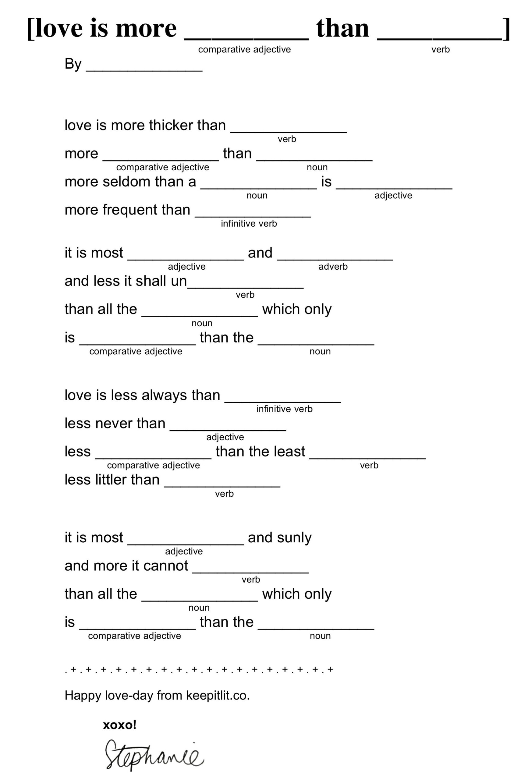 Literary Mad Libs For A Lovely Valentine s Day Care To Challenge E E 