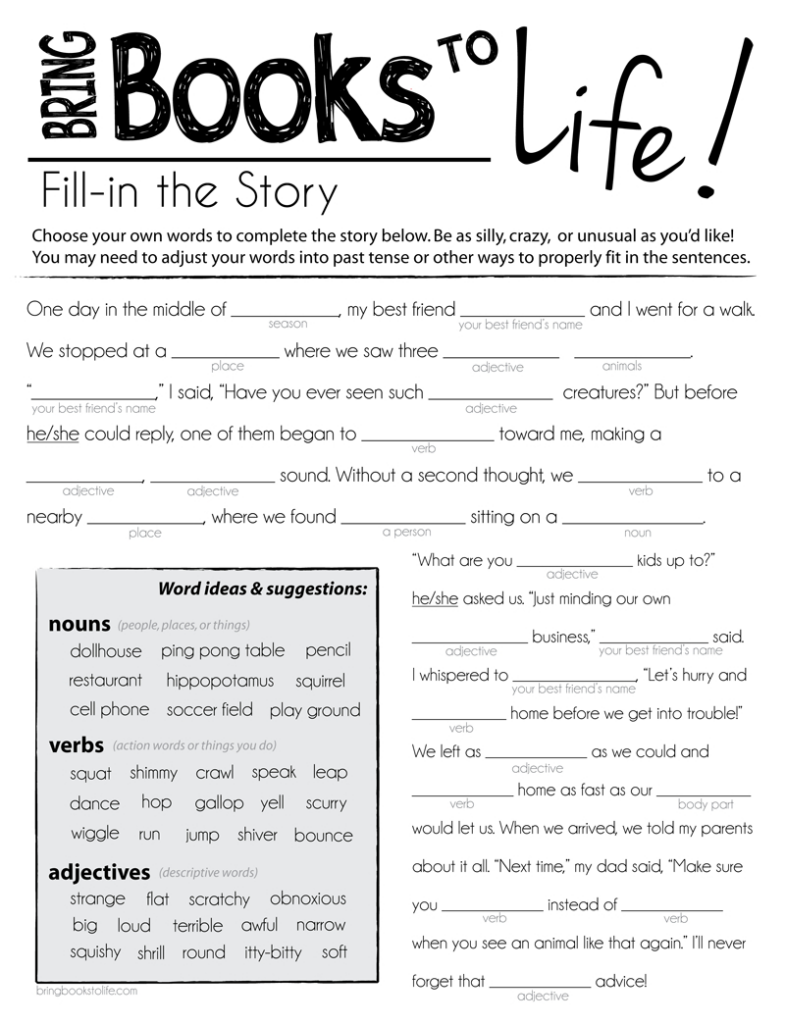 Mad Libs For Elementary Students