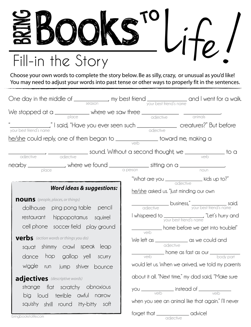 Mad Libs For Elementary Students