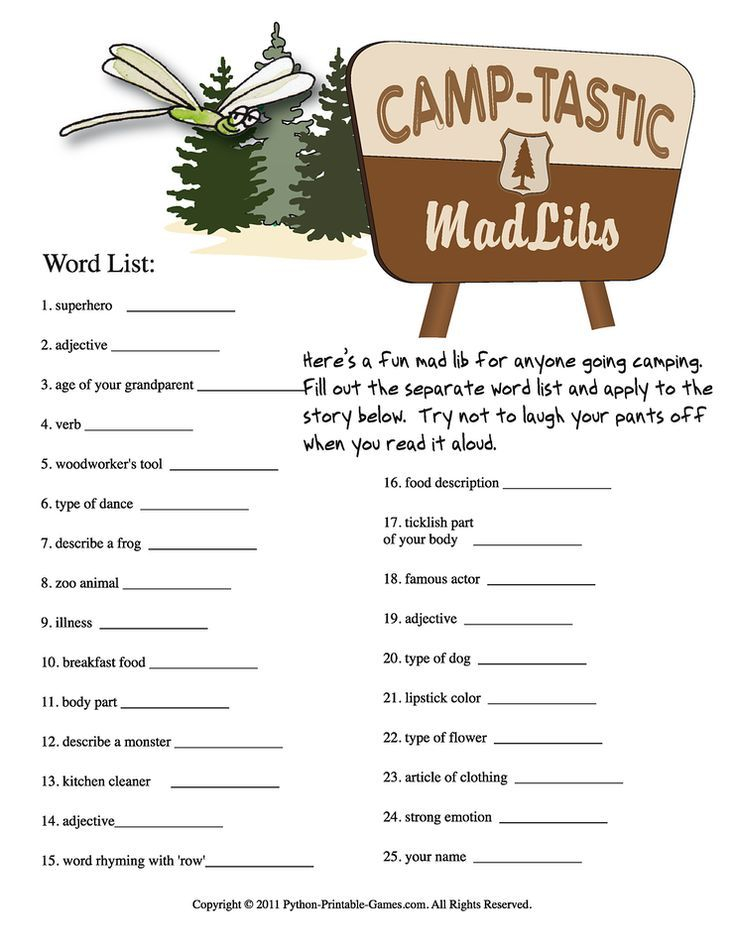 Mad Libs Letter From Camp LETTER GHW