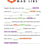 Mad Libs Online Printable Free Printable World Holiday