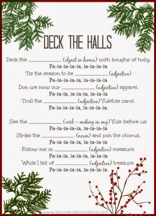 MadLib DeckTheHallsSMALL jpg 500 693 Pixels Christmas Mad Libs Funny 