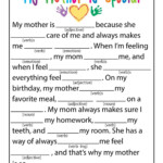 Mother s Day Ad Lib Fill In Stories Kindergarten Worksheets Kids Mad