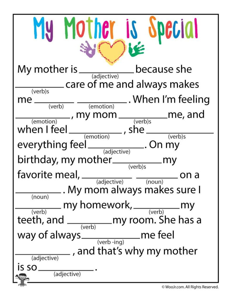 Mother s Day Ad Lib Fill In Stories Kindergarten Worksheets Kids Mad 