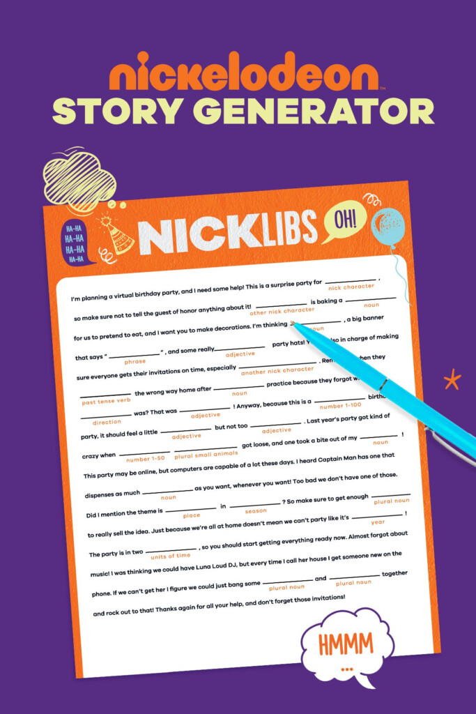 Nick Libs Story Generator Virtual Birthday Party Story Generator 