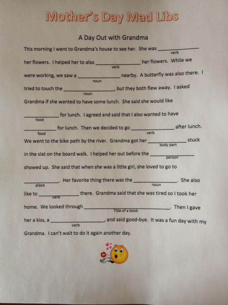 Pin By Pam Bartlo On Mother s Day Mad Libs Teens Work Mad Libs 