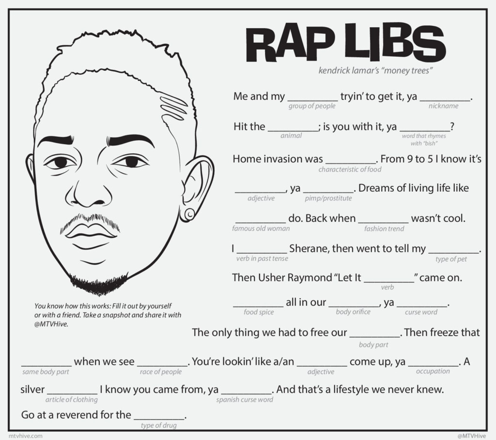 Play Rap Libs With Kendrick Lamar s Money Trees Funny Mad Libs Mad 