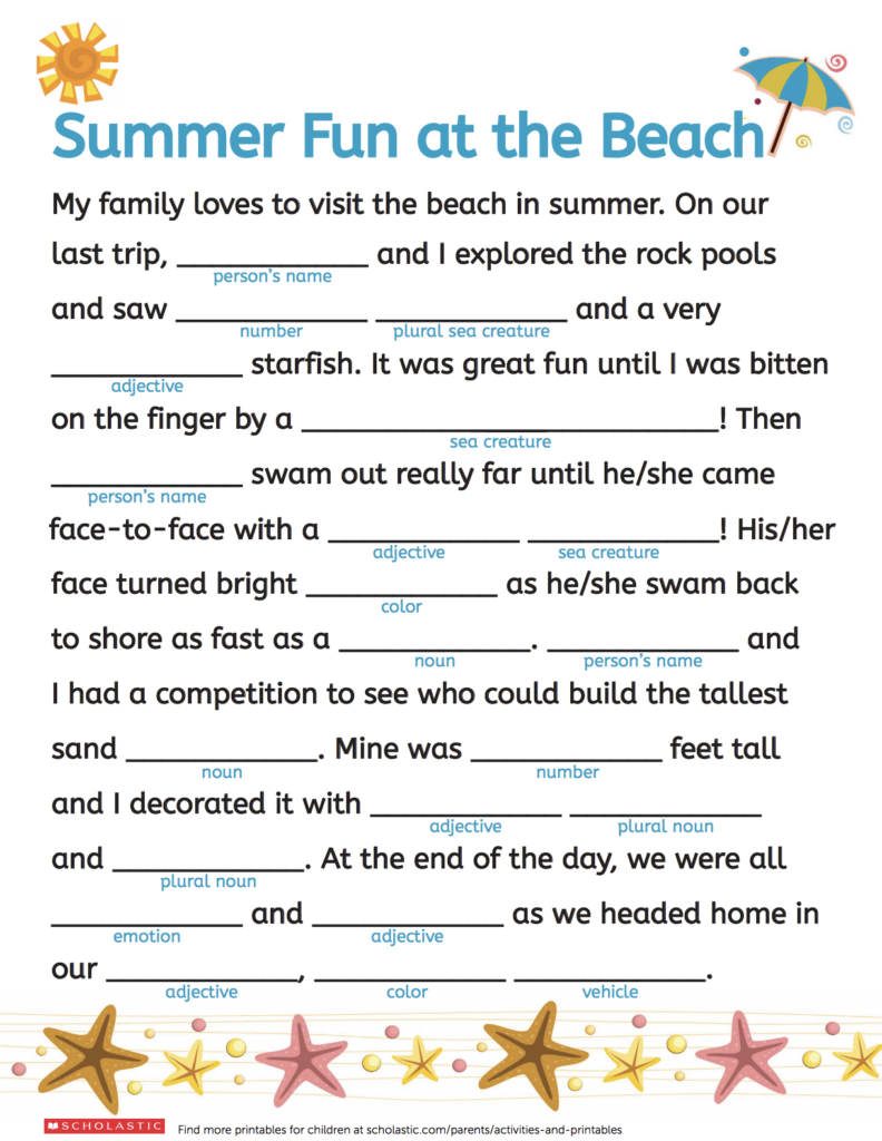 Printable Mad Lib