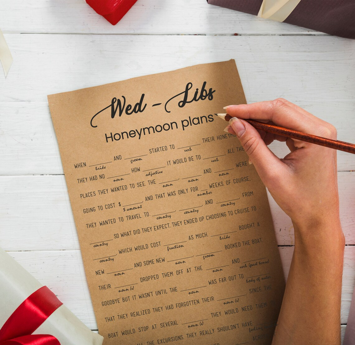 Wed Libs Honeymoon Plans Wedding Mad Libs Game Printable Etsy