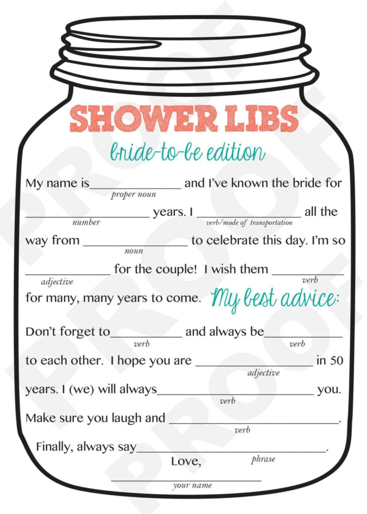 Wedding Mad Libs For The Bridal Shower Or Couples Shower Wedding 