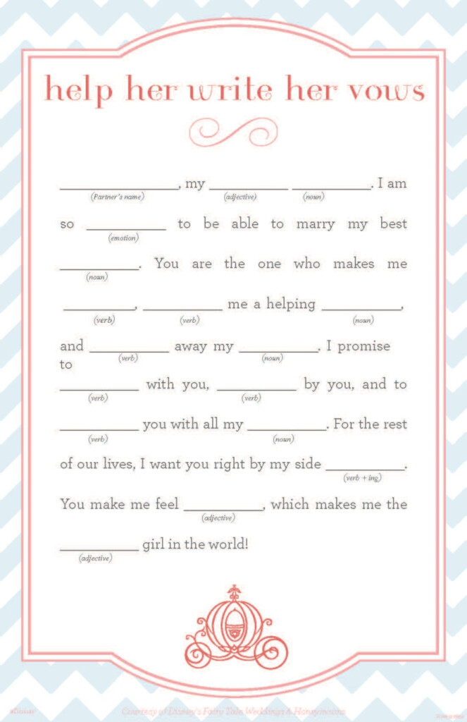 Wedding Vows Disney Mad Libs Disney Weddings